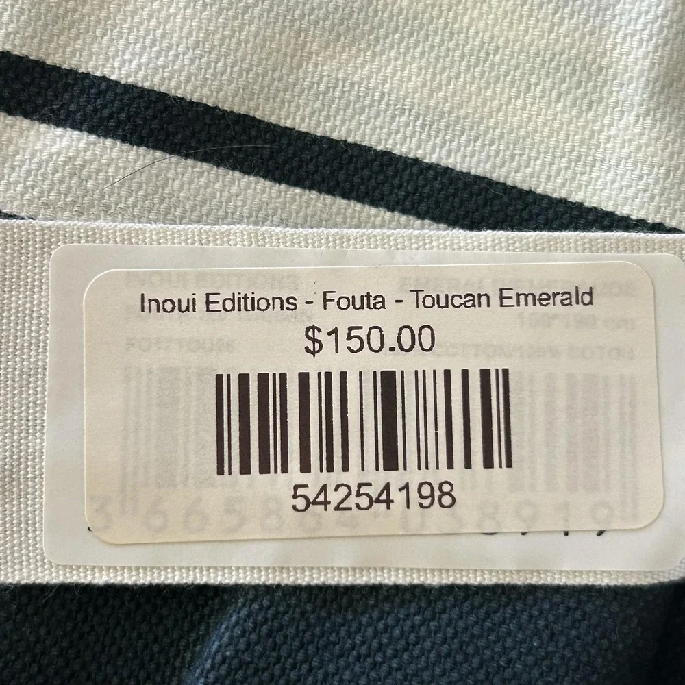Inoui Editions Fouta Turkish Towel 40 X 70 Toucan Emerald Green Cotton Bird